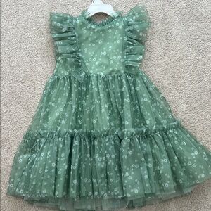 Green Floral Ruffle Dress